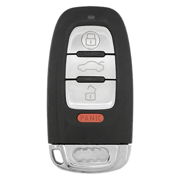 Front of the 2015 Audi Q5 Smart Remote Key Fob Comfort Access 4 Button w/ Trunk (FCC: IYZFBSB802, P/N: 8T0959754G)