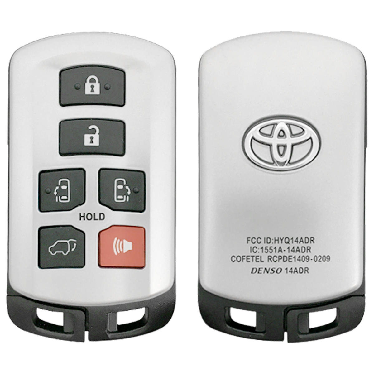 thumbnail image 2 of Smart Key Fob For 2011-2020 Toyota Sienna – HYQ14ADR, 314.3MHz, 6-Button, Uncut Blade 2 of 5
