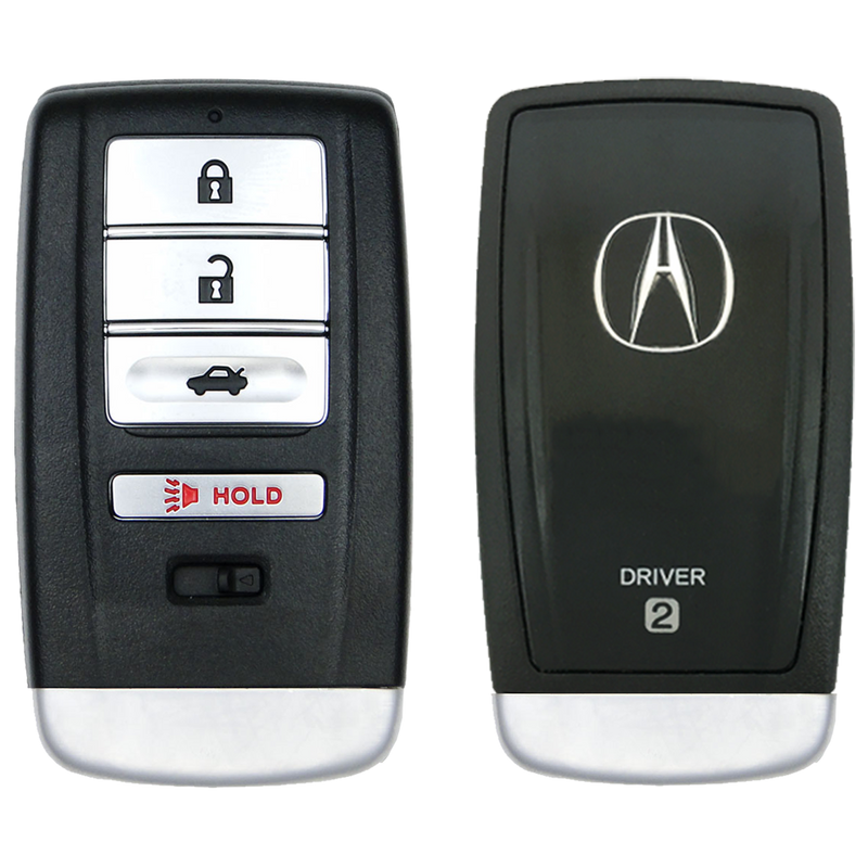 Front and Back of the 2016 Acura ILX Smart Remote Key Fob 4 Button w/ Trunk Driver 2 (FCC: KR5V1X, P/N: 72147-TZ3-A11)