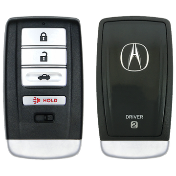 Front and Back of the 2015 Acura TLX Smart Remote Key Fob 4 Button w/ Trunk Driver 2 (FCC: KR5V1X, P/N: 72147-TZ3-A11)