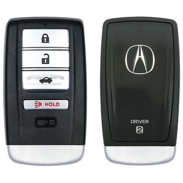 Front and Back of the 2018 Acura RLX Smart Remote Key Fob 4 Button w/ Trunk Driver 2 (FCC: KR5V1X, P/N: 72147-TZ3-A11)