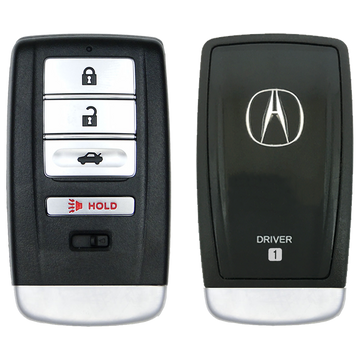 Front and Back of the 2016 Acura ILX Smart Remote Key Fob 4 Button w/ Trunk Driver 1 (FCC: KR5V1X, P/N: 72147-TZ3-A01)