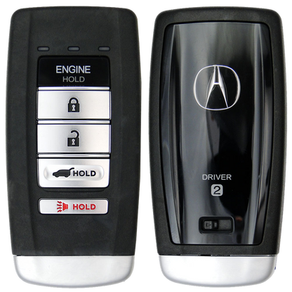 Front and Back of the 2021 Acura RDX Smart Remote Key Fob 5 Button w/ Hatch, Remote Start Driver 2 (FCC: KR580399900, P/N: 72147-TZ6-A81)