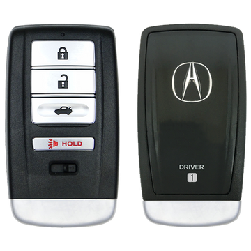 Front and Back of the 2022 Acura TLX Smart Remote Key Fob 4 Button w/ Trunk Driver 1 (FCC: KR5T21, P/N: 72147-TGV-A01)