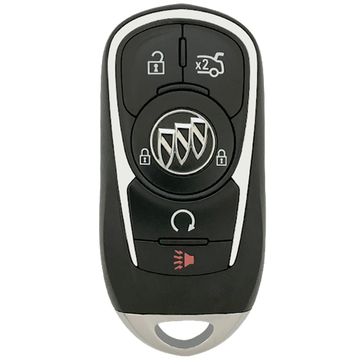 Front of the 2017 Buick LaCrosse Smart Remote Key Fob 5 Button w/ Trunk, Remote Start (FCC: HYQ4EA, P/N: 13508414)