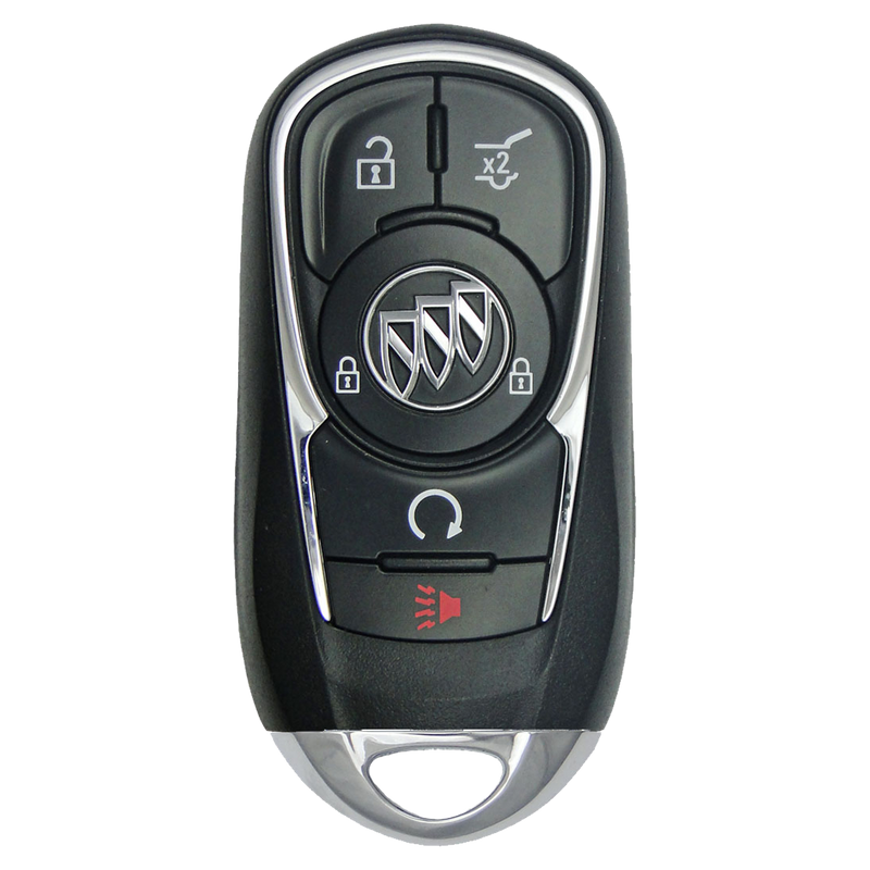 Front of the 2021 Buick Encore Smart Remote Key Fob 5 Button w/ Hatch, Remote Start (FCC: HYQ4EA, P/N: 13521090)