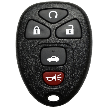 Front of the 2007 Buick LaCrosse Keyless Entry Remote Key Fob 5 Button w/ Trunk, Remote Start (FCC: KOBGT04A, P/N: 22733524)