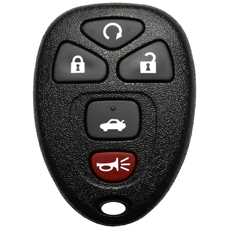 Front of the 2008 Buick LaCrosse Keyless Entry Remote Key Fob 5 Button w/ Trunk, Remote Start (FCC: KOBGT04A, P/N: 22733524)