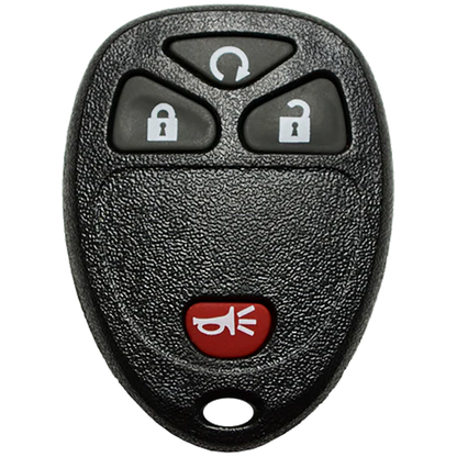 Front of the 2007 Buick Terraza Keyless Entry Remote Key Fob 4 Button w/ Remote Start (FCC: KOBGT04A, P/N: 15114374)