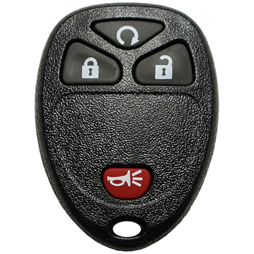 Front of the 2005 Buick Terraza Keyless Entry Remote Key Fob 4 Button w/ Remote Start (FCC: KOBGT04A, P/N: 15114374)