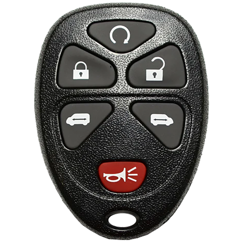 Front of the 2006 Buick Terraza Keyless Entry Remote Key Fob 6B w/ Remote Start, Sliding Doors (FCC: KOBGT04A, P/N: 15114376)