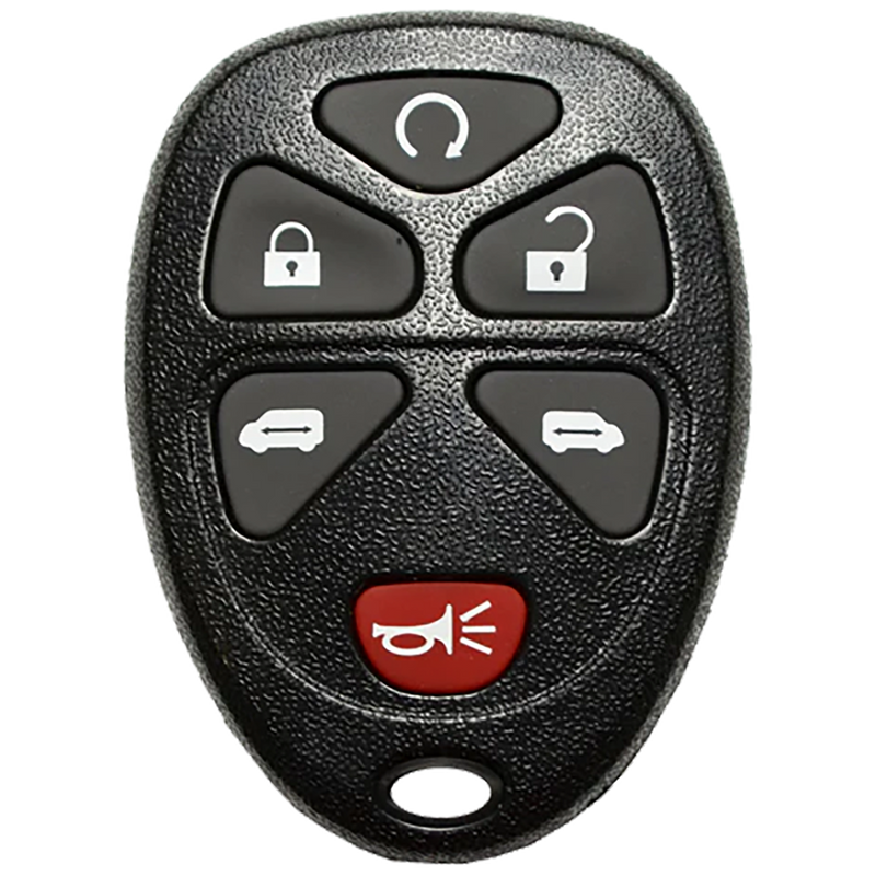 2009 Chevrolet Uplander Keyless Entry Remote Key Fob 6 Button w/ Remote Start, Sliding Doors (FCC: KOBGT04A, P/N: 15114376)