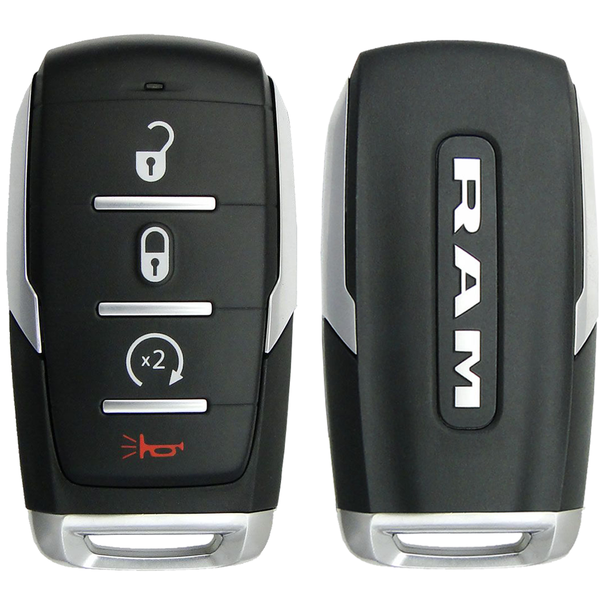 Replacement Key Fob Shell For 2019-2021 Dodge Ram 1500 - 4 Button, Uncut Blade