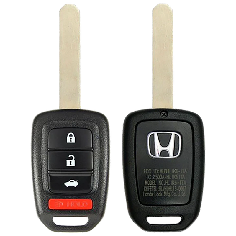 2015 Honda Accord Remote Head Key Fob 4 Button w/ Trunk (FCC: MLBHLIK6-1T, P/N: 35118-T2A-A20)