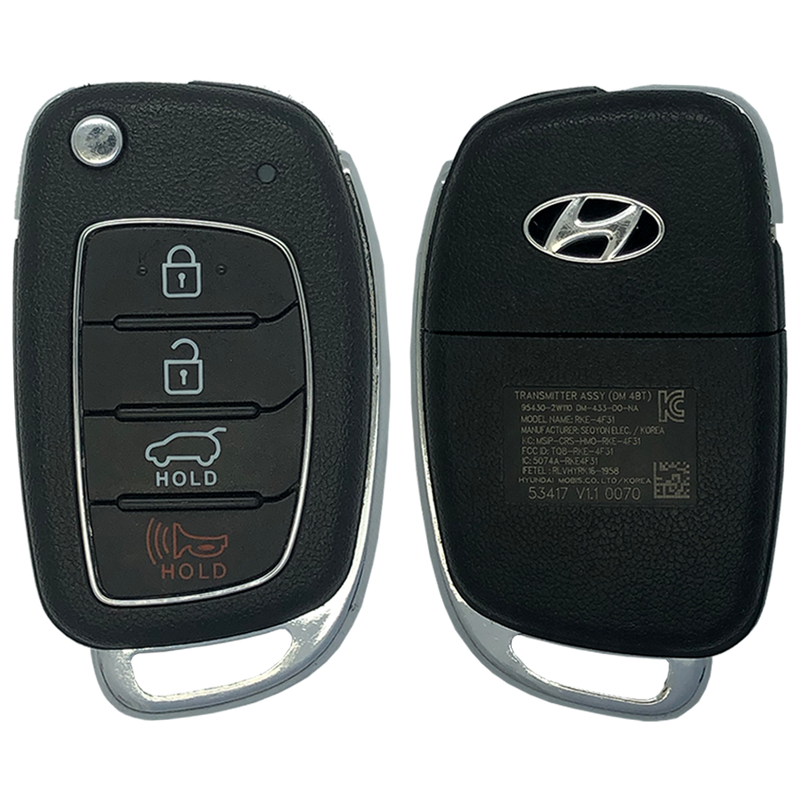 2017 Hyundai Santa Fe Remote Flip Key Fob 4 Button w/ Hatch (FCC: TQ8-RKE-4F31, P/N: 95430-2W110)