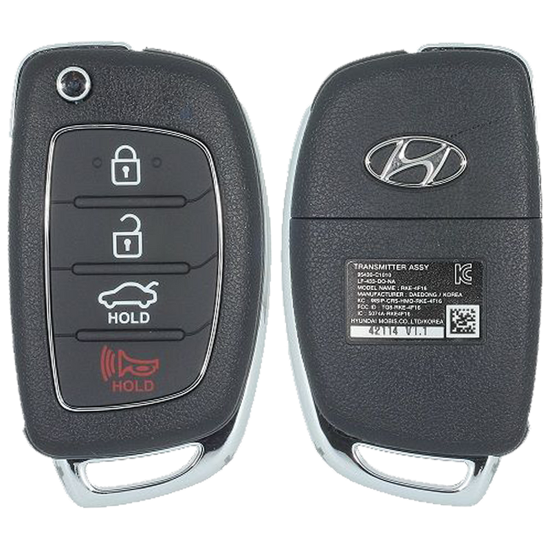 2016 Hyundai Sonata Remote Flip Key Fob 4 Button w/ Trunk (FCC: TQ8-RKE-4F16, P/N: 95430-C1010)