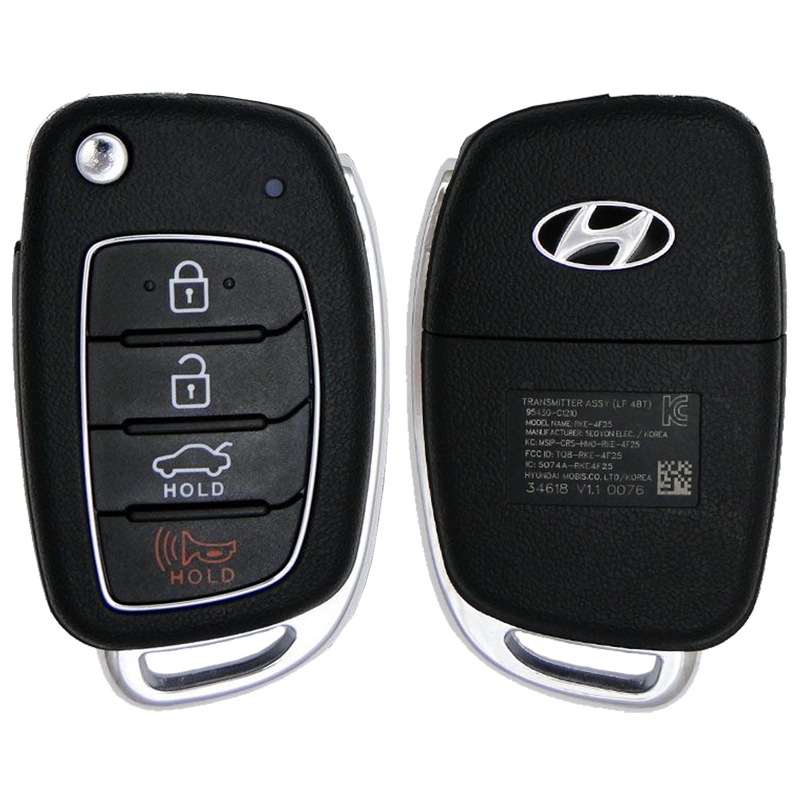 2019 Hyundai Sonata Remote Flip Key Fob 4 Button w/ Trunk (FCC: TQ8-RKE-4F25, P/N: 95430-C1210)