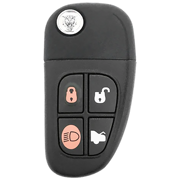 2006 Jaguar Super V8 Remote Flip Key Fob 4 Button w/ Trunk (FCC: NHVWB1U241, P/N: 1X43-15K601-AE)