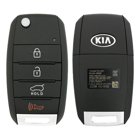 2016 Kia Sportage Remote Flip Key Fob 4B w/ Hatch (FCC: TQ8-RKE-4F27, P/N: 95430-D9100)