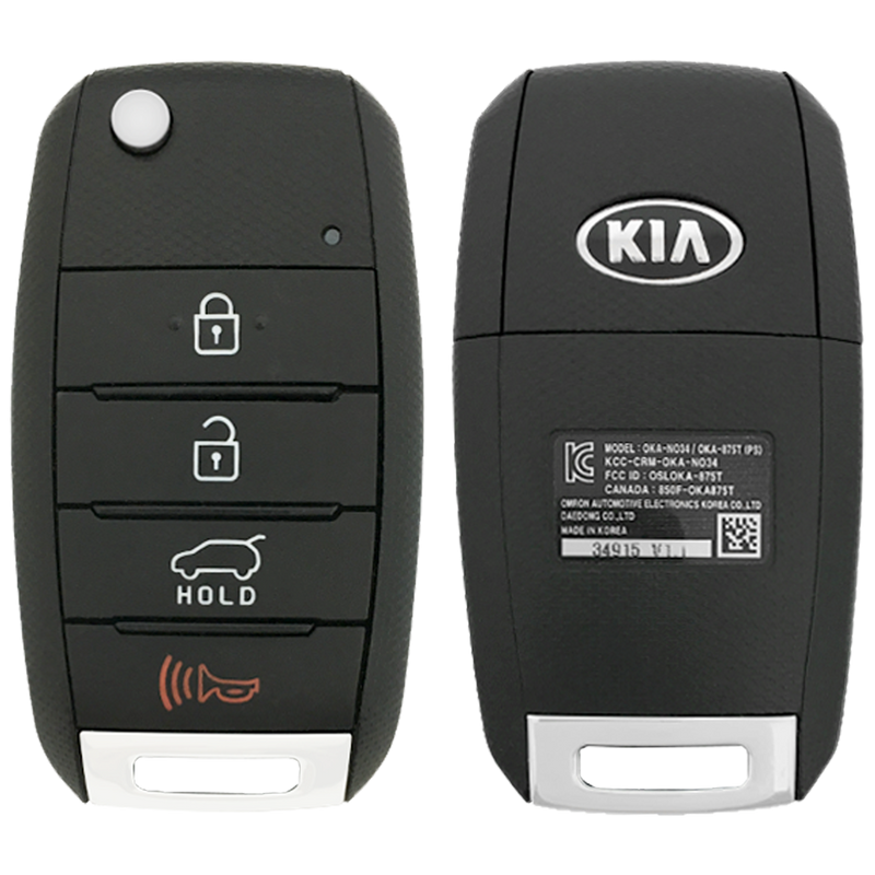 2019 Kia Soul Remote Flip Key Fob 4 Button w/ Hatch (FCC: OSLOKA-875T (PSD), P/N: 95430-B2100)