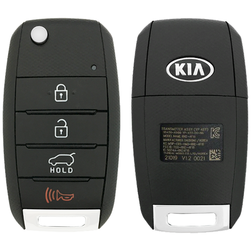 2018 Kia Sedona Remote Flip Key Fob 4 Button w/ Hatch (FCC: TQ8-RKE-4F19, P/N: 95430-A9100)