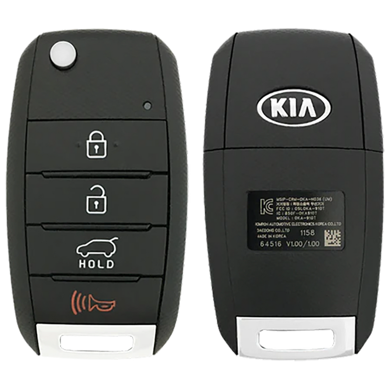 2019 Kia Sorento  Remote Flip Key Fob Gen 2 4 Button w/ Hatch (FCC: OSLOKA-910T, P/N: 95430-C5101)