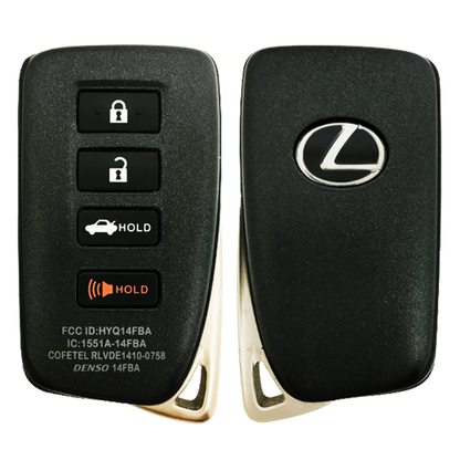 2016 Lexus ES300h Smart Remote Key Fob 4B w/ Trunk (FCC: HYQ14FBA, G Board 0020, P/N: 89904-30A30)
