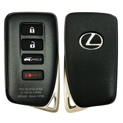2017 Lexus RX450h Smart Remote Key Fob 4B w/ Trunk (FCC: HYQ14FBB, G Board 0010, P/N: 89904-0E160)