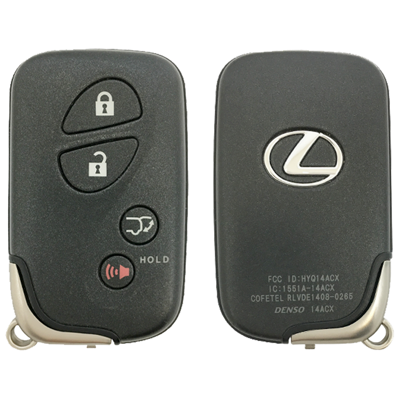 2012 Lexus CT200h Smart Remote Key Fob 4 Button w/ Hatch (FCC: HYQ14ACX, GNE Board 5290, P/N: 89904-48191)