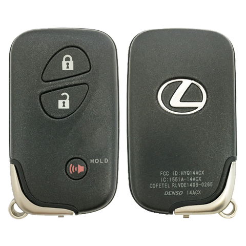 2013 Lexus CT200h Smart Remote Key Fob 3B 80K Insert Key (FCC: HYQ14ACX, GNE Board 5290, P/N: 89904-48481)