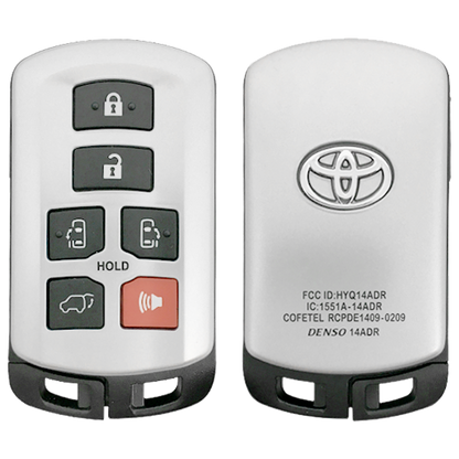 2016 Toyota Sienna Smart Remote Key Fob 6B w/ Trunk, Sliding Doors (FCC: HYQ14ADR, P/N: 89904-08010)