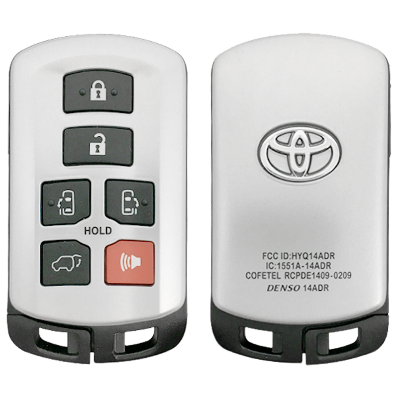 2016 Toyota Sienna Smart Remote Key Fob 6B w/ Trunk, Sliding Doors (FCC: HYQ14ADR, P/N: 89904-08010)