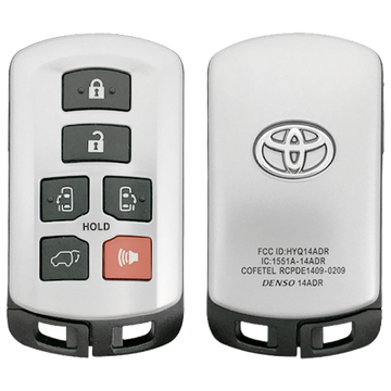 2017 Toyota Sienna Smart Remote Key Fob 6B w/ Trunk, Sliding Doors (FCC: HYQ14ADR, P/N: 89904-08010)