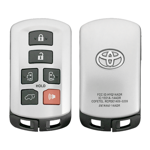 2014 Toyota Sienna Smart Remote Key Fob 6B w/ Trunk, Sliding Doors (FCC: HYQ14ADR, P/N: 89904-08010)